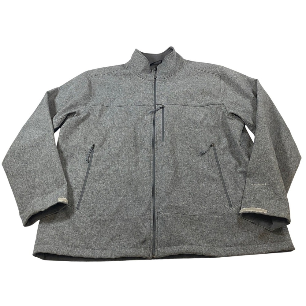 The North Face Mens XXL WindWall Softshell Jacket Heather Grey Full Zip Outdoor